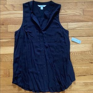 black button up tank top